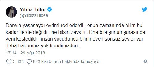 Yıldız Tilbe'nin Darwin tweeti sosyal medyayı salladı: Ne bilsin zavallı - Resim : 1