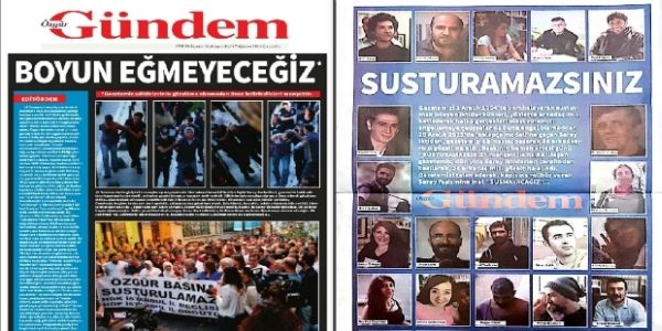 İşte kapatılan Özgür Gündem'in bugünkü manşeti: 'Boyun Eğmeyeceğiz' - Resim : 1