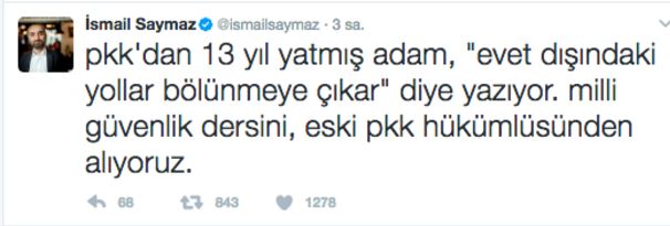 İsmail Saymaz'dan Kurtuluş Tayiz'e ağır gönderme: Milli Güvenlik dersini, PKK hükümlüsünden alıyoruz! - Resim : 1