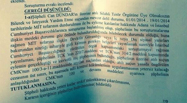 Bugün Gazetesi yayınladı; işte iki gazeteciyi cezaevine gönderen karar! - Resim : 1