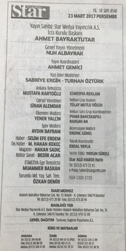 Star Gazetesi künyesinde yeni isim! Yayın Koordinatörü kim oldu? (Medyaradar/Özel) - Resim : 1