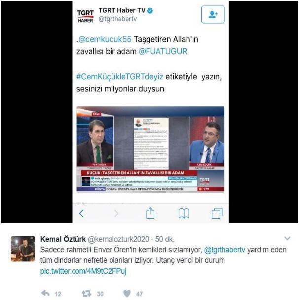 Yeni Şafak yazarı Kemal Öztürk: TGRT Haber'e yardım eden dindarlar nefretle olanları izliyor, utanç verici! - Resim : 1