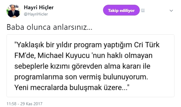 Kızının görevden alınmasına kızdı, program yapmayı bıraktı: 'Baba olunca anlarsınız!' (Medyaradar/Özel) - Resim : 1