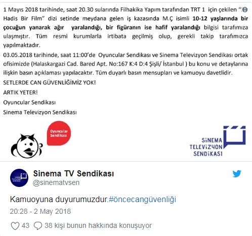 TRT için çekilen dizinin setinde 'çocuk yandı' iddiası - Resim : 1