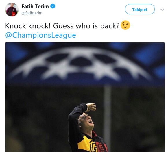 Fatih Terim'den şampiyonluk sonrası olay tweet! Knock Knock... - Resim : 1