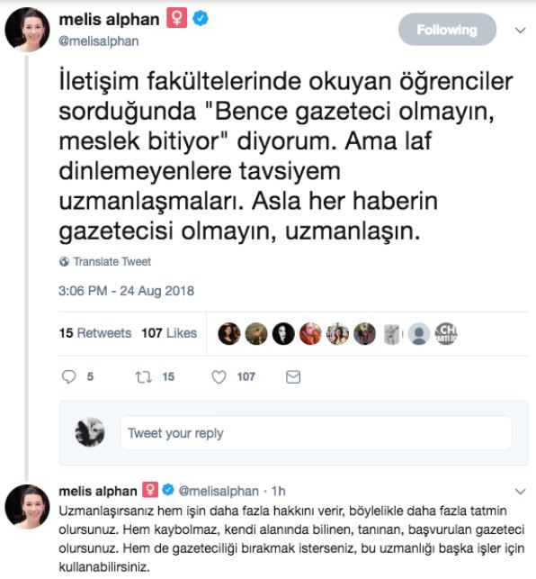 Melis Alphan'dan iletişim öğrencilerine: Gazeteci olmayın, meslek bitiyor! - Resim : 1