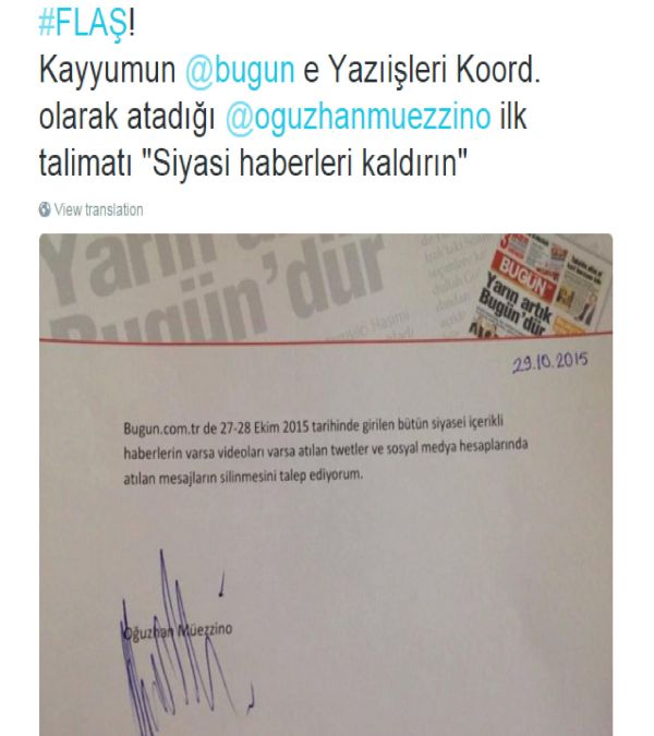 Bugün'e atanan Yazı İşleri Koordinatörü'nün ilk talimatı ne oldu? - Resim : 1