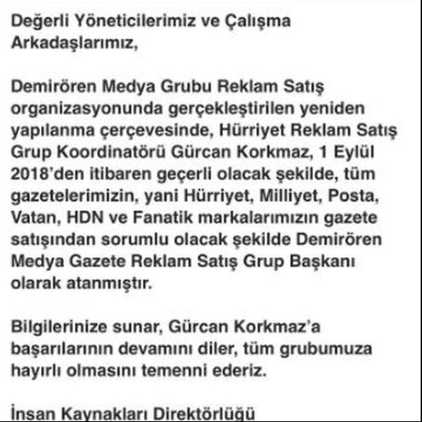 Demirören Medya Grubu'nda üst düzey atama! Kim, hangi göreve getirildi? (Medyaradar/Özel) - Resim : 1