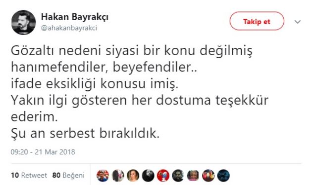 SONAR Başkanı Hakan Bayrakçı serbest bırakıldı: Gözaltı gerekçesi siyasi değilmiş... - Resim : 1