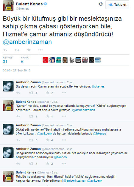 Twitter'ı sallayan tehdit polemiği! Bülent Keneş ile Amberin Zaman birbirine girdi! - Resim : 2