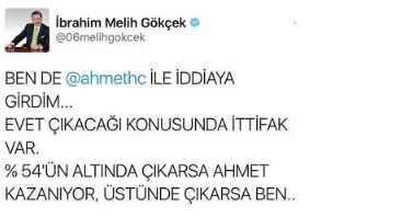 Melih Gökçek, Ahmet Hakan'la girdiği iddiayı kaybetti: Göndersene kardeşim takım elbiseyi! - Resim : 1