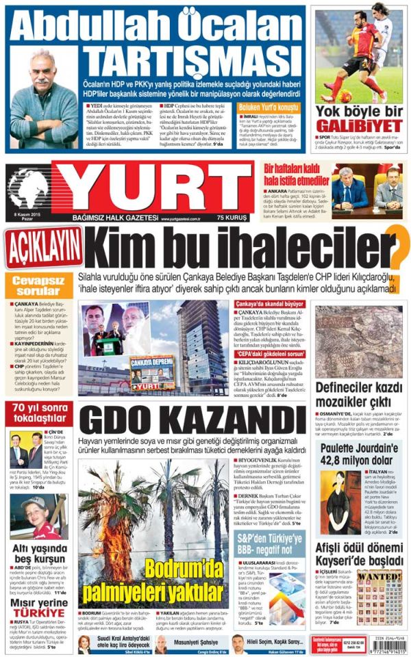 Yurt Gazetesi, Kılıçdaroğlu'na manşetten seslendi: Açıklayın, kim bu ihaleciler? - Resim : 1