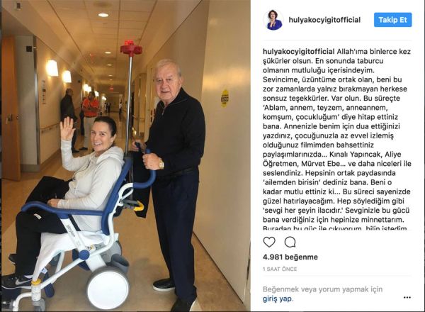 Hülya Koçyiğit'ten beklenen fotoğraf! Hastaneden taburcu oldu! - Resim : 1