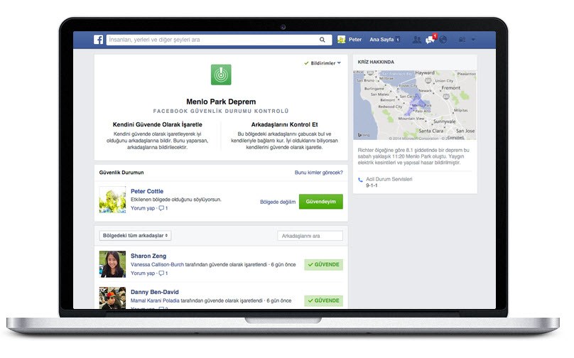 Facebook'tan afet uygulaması - Resim : 2