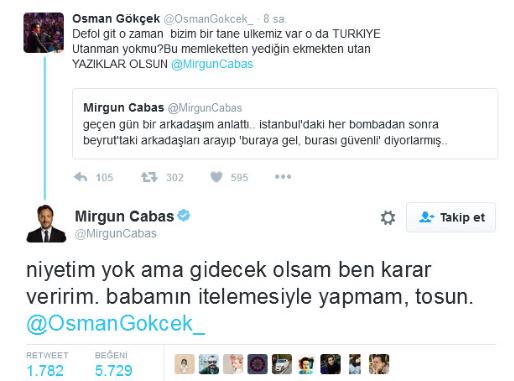 Osman Gökçek ile Mirgün Cabas Twitter'da birbirine girdi: "Babamın itelemesiyle yapmam tosun" - Resim : 1