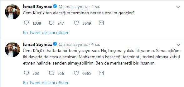 İsmail Saymaz'dan Cem Küçük'e zehir zemberek sözler: Tedavi olmayı kabul etmen halinde... - Resim : 1