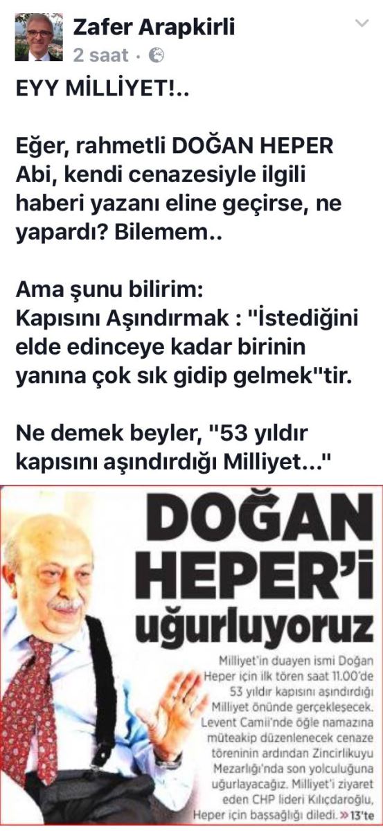 Usta gazeteci, Doğan Heper haberi için Milliyet’e sert çıktı! Haberi yazanı eline geçirse...(Medyaradar/Özel) - Resim : 1