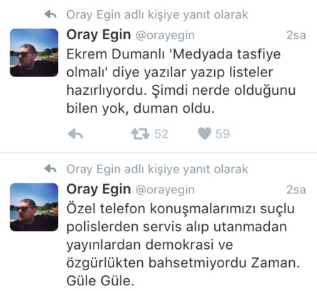 Oray Eğin kayyum atanan Zaman'ı Twitter'dan bombaladı: Beter olsunlar! - Resim : 3