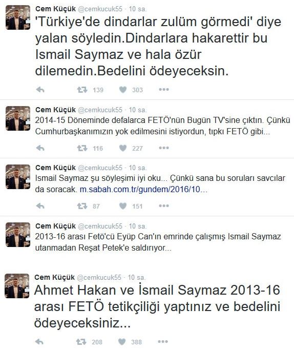 Cem Küçük ile İsmail Saymaz Twitter'de fena kapıştı: Bedelini ödeyeceksin, stajyer bitirim! - Resim : 3