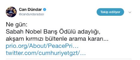 Can Dündar ve Cumhuriyet gazetesi Nobel Barış Ödülü'ne aday gösterildi! - Resim : 1