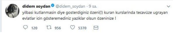 Didem Soydan'dan yılbaşı yasaklarına sert tepki: "Kuran kursunda tecavüz edilen..." - Resim : 1