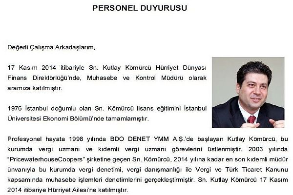 Hürriyet Gazetesi'nde üst düzey atama! Kim,hangi göreve getirildi? (Medyaradar/Özel) - Resim : 1