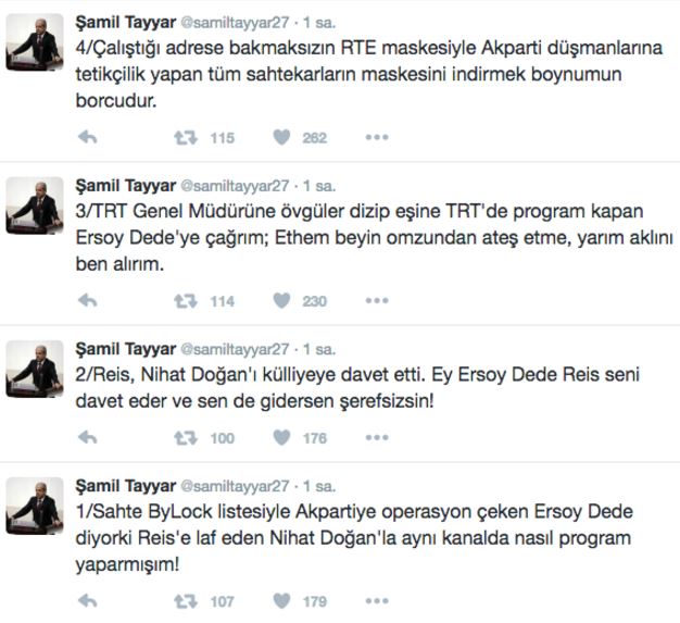 Şamil Tayyar, Ersoy Dede’ye Twitter'dan ateş püskürdü:”Yarım aklını alırım!” - Resim : 1