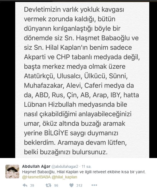 Abdullah Ağar'dan Haşmet Babaoğlu'na yanıt: Aramaya devam edin, belki buzağınızı bulursunuz! - Resim : 2