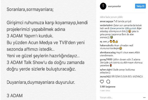 Eser Yenenler '3 Adam' tartışmalarına son noktayı koydu: Soranlara, sormayanlara... - Resim : 1