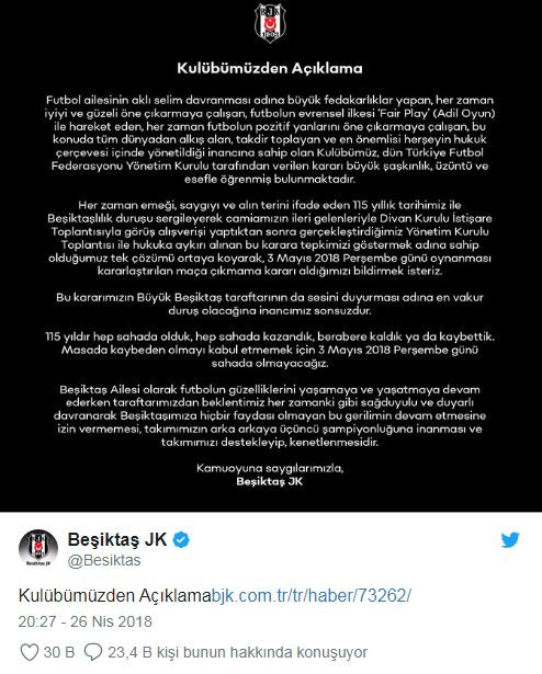 Beşiktaş'tan tarihi karar! Fenerbahçe maçına çıkmayacak! - Resim : 1