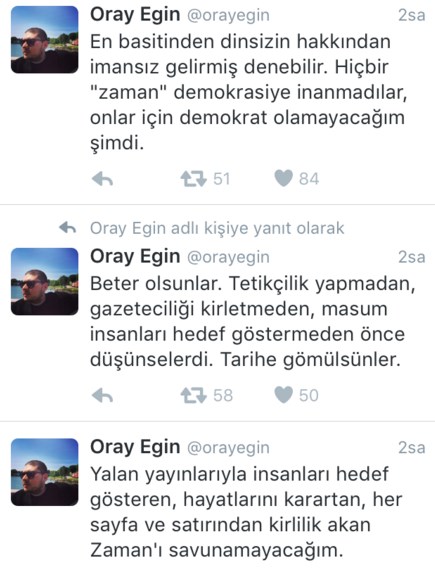 Oray Eğin kayyum atanan Zaman'ı Twitter'dan bombaladı: Beter olsunlar! - Resim : 4