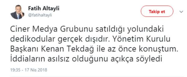 Ciner Medya Grubu satıldı mı? Kenan Tekdağ iddialara ne yanıt verdi? - Resim : 1