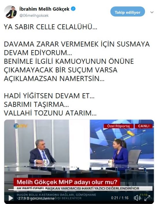 AKP'de Gökçek krizi; Hayati Yazıcı'ya sert sözler: 'Sabrımı taşırma vallahi tozunu atarım' - Resim : 1