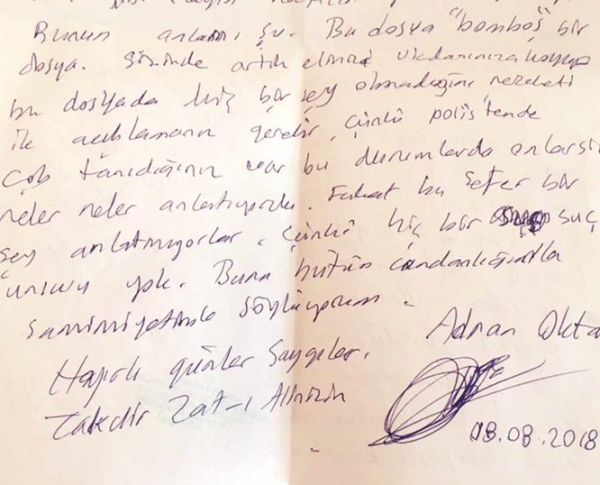 Adnan Hoca'nın mektubu yayınlandı! 'Gazeteci bir büyüğü' kim? - Resim : 1