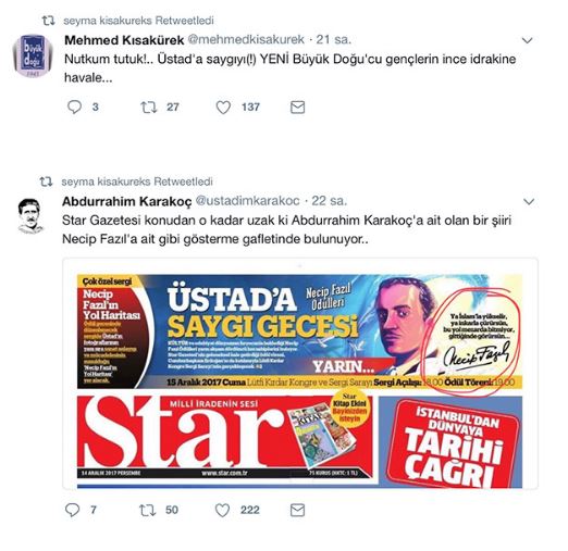 Star Gazetesi'nde Necip Fazıl skandalı! Kısakürek ailesinden tepki! - Resim : 1