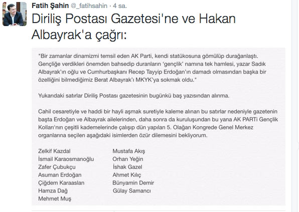 Diriliş Postası'ndaki kongre yazısı ortalığı karıştırdı! 'Oldu olacak Berat Albayrak'ı...' - Resim : 1