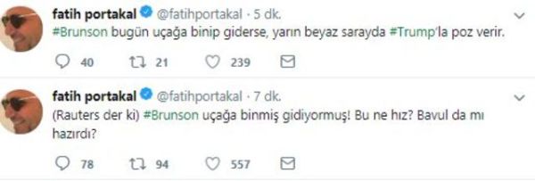 Brunson'ın tahliyesi sonrası Fatih Portakal'dan olay mesaj! - Resim : 1