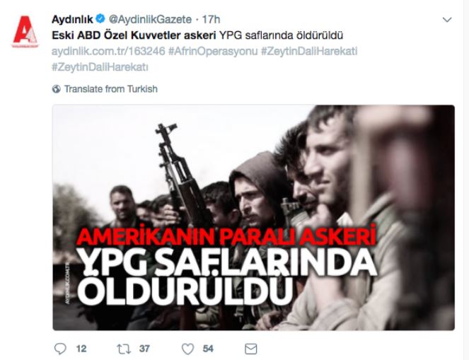 Ortadoğu uzmanı 25 yıllık gazeteci fena trollendi! 'Öldürülen YPG'li diye ABD'li oyuncunun fotoğrafını paylaştı! - Resim : 3