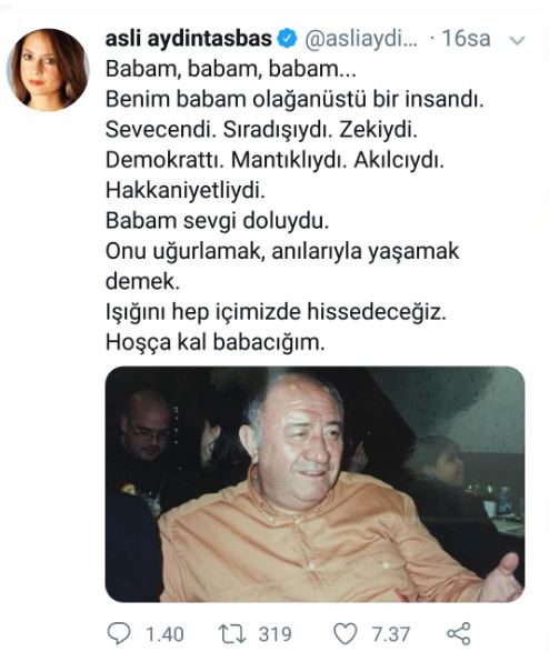 Aslı Aydıntaşbaş'ın acı kaybı! Babası hayatını kaybetti! - Resim : 1