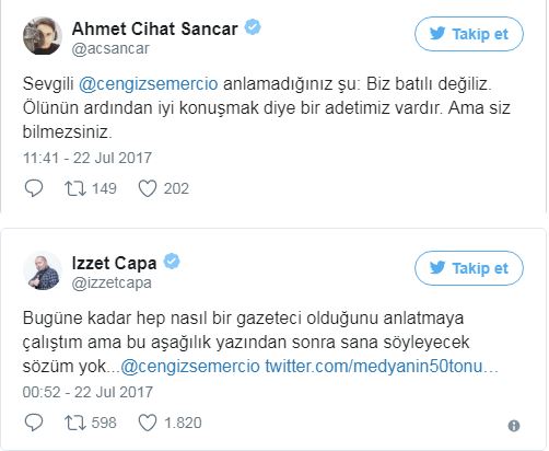 Cengiz Semercioğlu'nun Harun Kolçak yazısına sosyal medyadan tepki yağdı: "Taziye evinde dedikodu yapan cahil" - Resim : 2