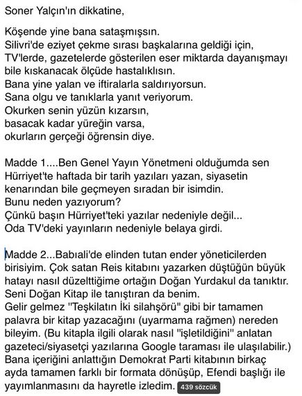 Enis Berberoğlu'ndan Soner Yalçın'a sert cevap! Umarım şifa bulursun! - Resim : 1