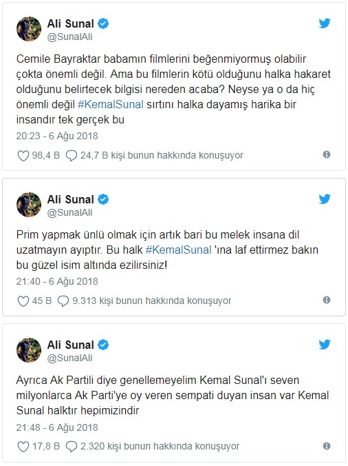 Cemile Bayraktar'dan tepki çeken Kemal Sunal paylaşımı! Ali Sunal'dan jet yanıt! - Resim : 2