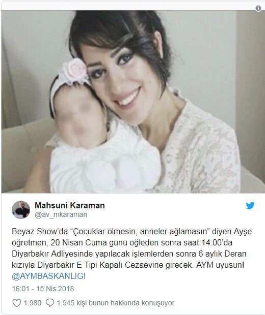 "Çocuklar Ölmesin" demişti! Ayşe öğretmen, bebeğiyle hapse giriyor! - Resim : 1