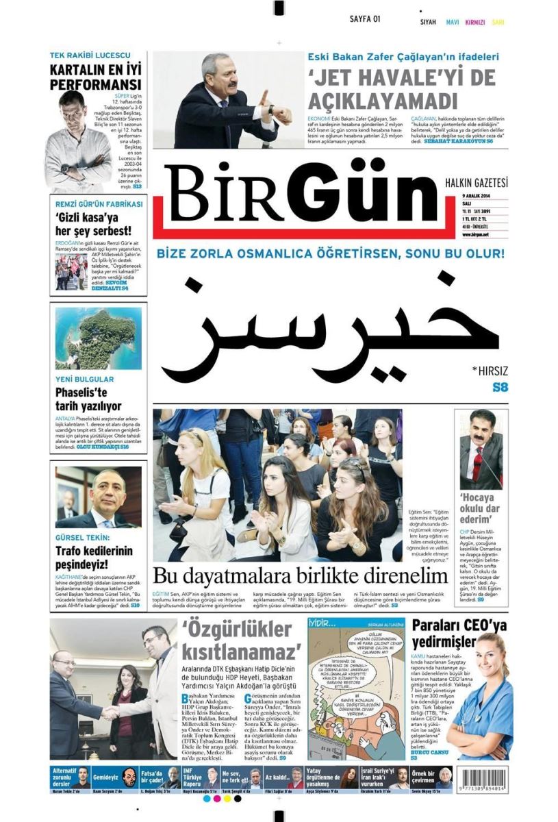 BirGün gazetesinden dikkat çeken Osmanlıca manşet! "Hırsız!" - Resim : 1