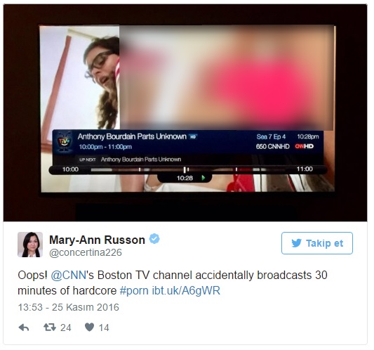 CNN'de hatlar karıştı! Yemek programı yerine porno yayını yapıldı! - Resim : 1