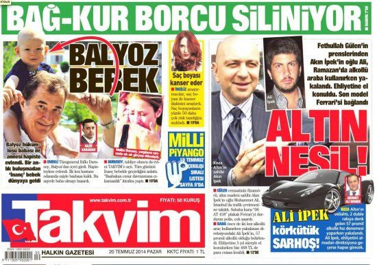 Takvim Cemaat'i Akın İpek'in oğlu ile vurdu! Gülen'in altın nesli alkolik çıktı! - Resim : 1