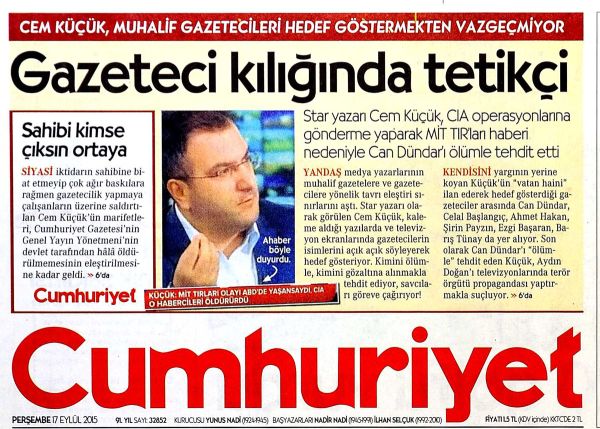 Cumhuriyet'ten Cem Küçük isyanı! 'Gazeteci kılığında tetikçi.Sahibi kimse çıksın ortaya' - Resim : 1