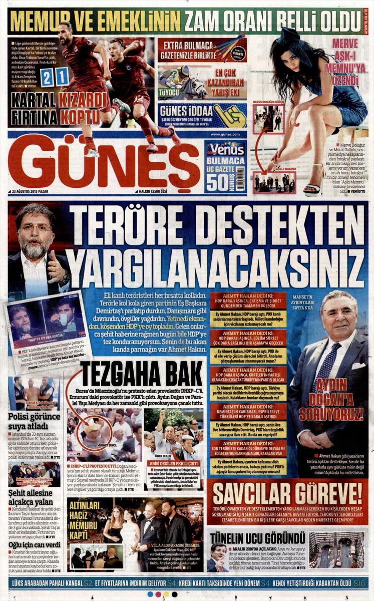 Güneş Gazetesi'nden olay manşet: Yargılanacaksınız! - Resim : 1