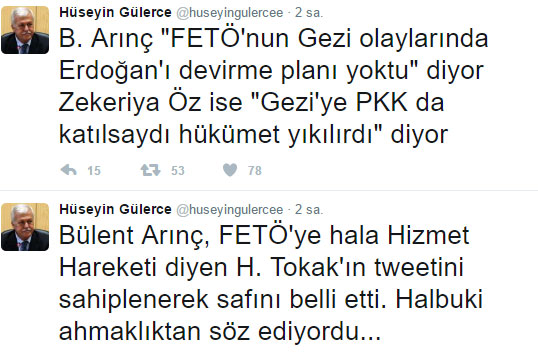 Bülent Arınç ile Hüseyin Gülerce Twitter'dan kapıştı: Halbuki ahmaklıktan söz ediyordu... - Resim : 4