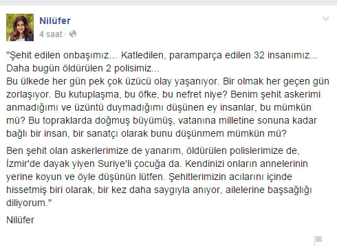 Nilüfer'den saldırılara tepki! Bu öfke, bu nefret niye? - Resim : 1